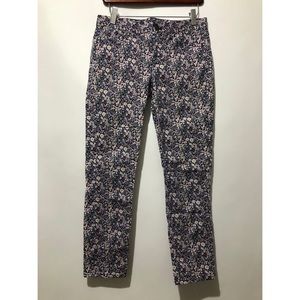 J . Crew Blue Floral Size 27 Ankle Toothpick Jeans
